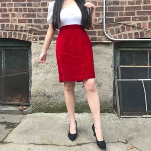 Vintage Genuine Red Velvet Snake Skin Lined Skirt